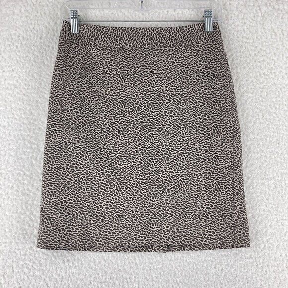 Ann Taylor LOFT Petites Brown Animal Print A-Line Skirt Womens Zip Up Size 0P - Picture 1 of 11